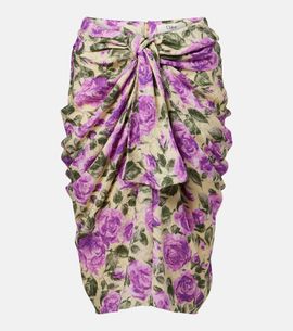 Chloe Chloé Draped floral silk midi skirt