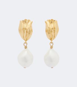 Chloe Chloé Faux pearl brass earrings