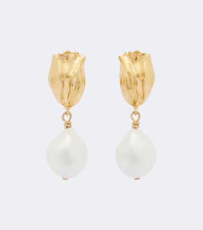 Chloe Chloé Faux pearl brass earrings
