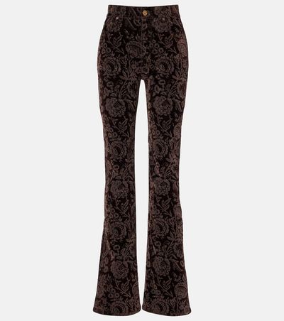 Chloe ChloÃ© Floral high-rise velvet straight pants