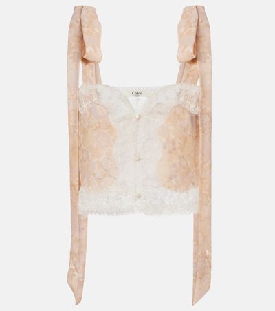 Chloe ChloÃ© Floral lace-trimmed silk top
