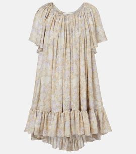 Chloe ChloÃ© Floral ruffled silk charmeuse minidress