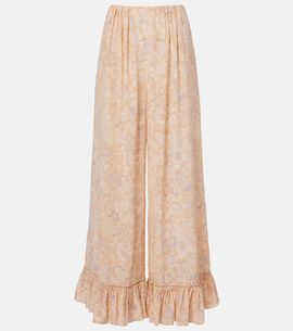 Chloe ChloÃ© Floral ruffled silk wide-leg pants