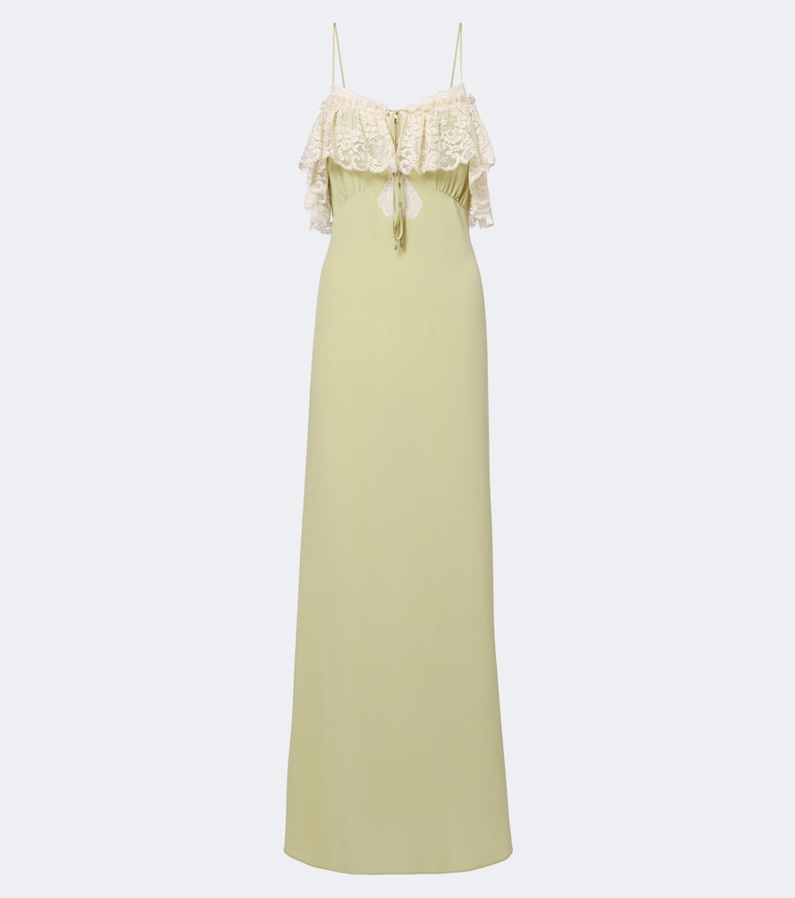 Chloe Chloé Lace-trimmed silk crêpe de chine maxi dress