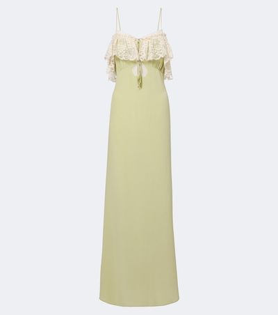 Chloe Chloé Lace-trimmed silk crêpe de chine maxi dress