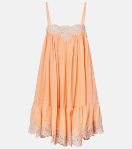 Chloe Chloé Lace-trimmed silk georgette minidress