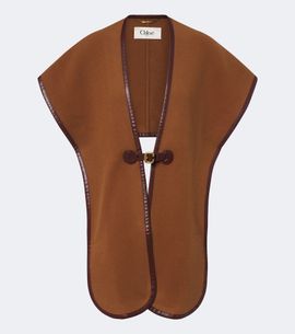 Chloe Chloé Leather-trimmed wool-blend shawl
