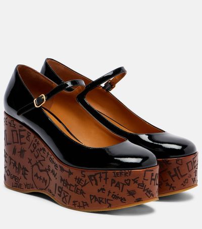 Chloe ChloÃ© Maxime leather Mary Jane wedge pumps
