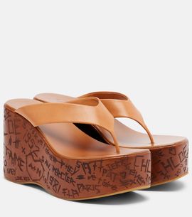 Chloe Chloé Maxime leather wedge thong sandals