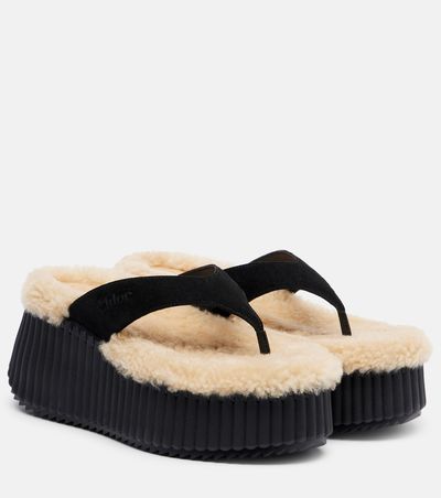 Chloe Chloé Nama 80 suede platform thong sandals