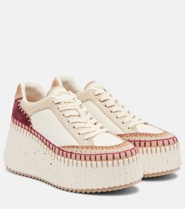 Chloe Chloé Nama suede-trimmed leather platform sneakers