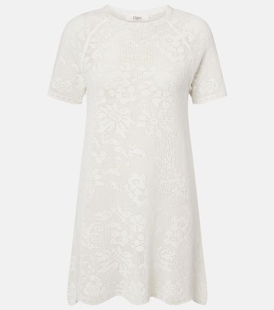 Chloe ChloÃ© Pointelle scalloped cotton minidress