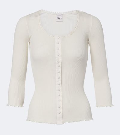 Chloe Chloé Ribbed-knit cotton and silk jersey top