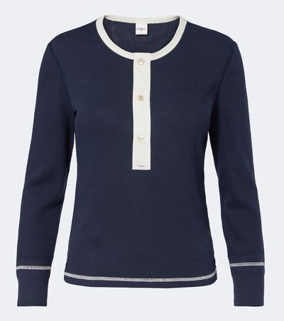 Chloe Chloé Ribbed-knit cotton jersey Henley shirt