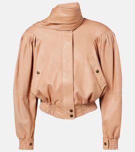Chloe ChloÃ© Scarf-detail cropped leather jacket