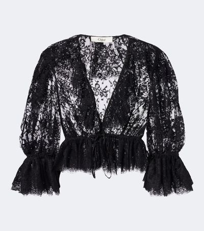 Chloe Chloé Semi-sheer cotton-blend lace blouse