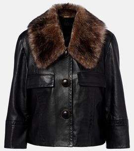 Chloe Chloé Shearling-trimmed leather jacket