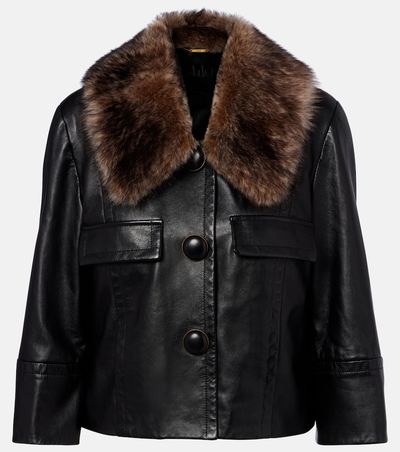 Chloe Chloé Shearling-trimmed leather jacket