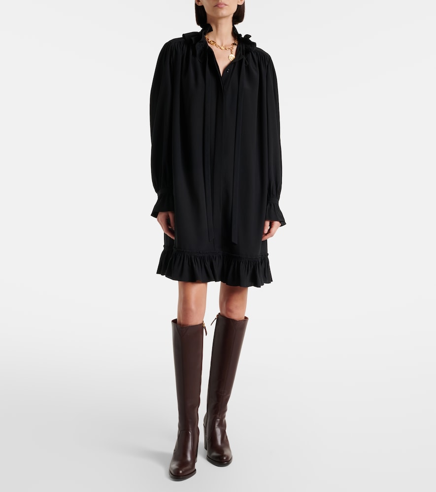 see by chloe silk shirt dress Belted cutout silk midi shirt dress - saffron