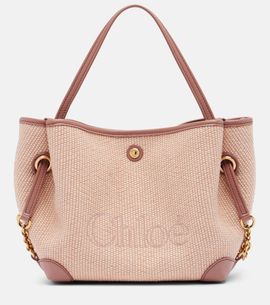 Chloe Chloé Small leather-trimmed raffia tote bag