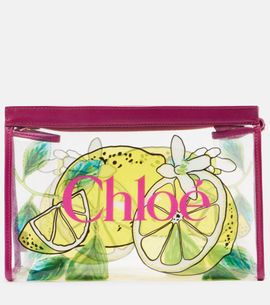 Chloe ChloÃ© Soleil Small leather-trimmed pouch