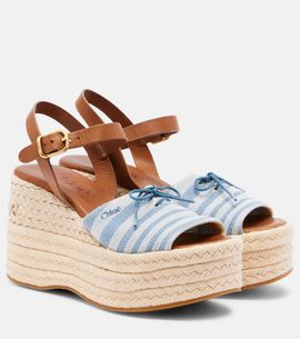 Chloe ChloÃ© Striped canvas espadrille wedge sandals
