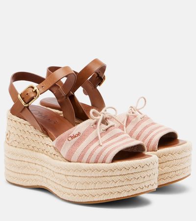 Chloe Chloé Striped canvas espadrille wedge sandals