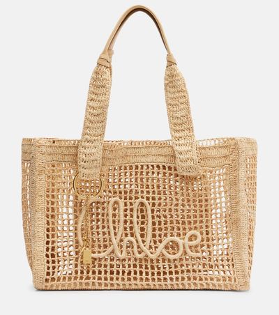Chloe ChloÃ© Summer Banana East-West raffia tote bag