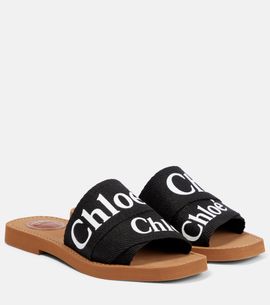 Chloe Chloé Woody canvas slides