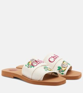 Chloe ChloÃ© Woody embroidered linen slides