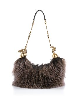 Chloe Chloe Horse Chain Shearling Shoulder Bag