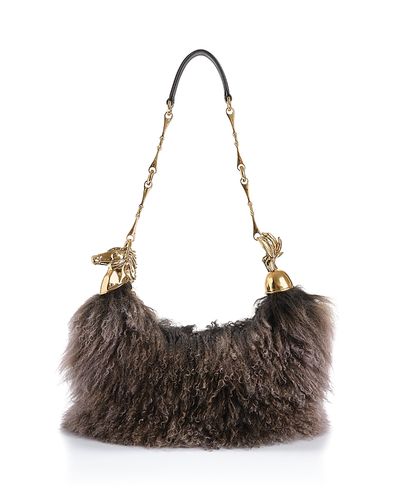 Chloe Chloe Horse Chain Shearling Shoulder Bag