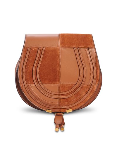 Chloe Chloe Marcie Checkered Leather & Suede Saddle Bag