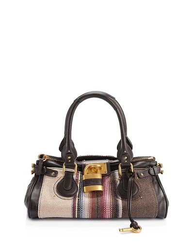 Chloe Chloe Paddington Striped Tapestry & Leather Shoulder Bag