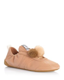 Chloe Chloe Women's Kick Leather & Shearling Pom Pom Sneakers