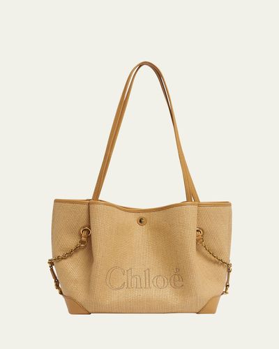 Chloe Clover Raffia-Effect Tote Bag