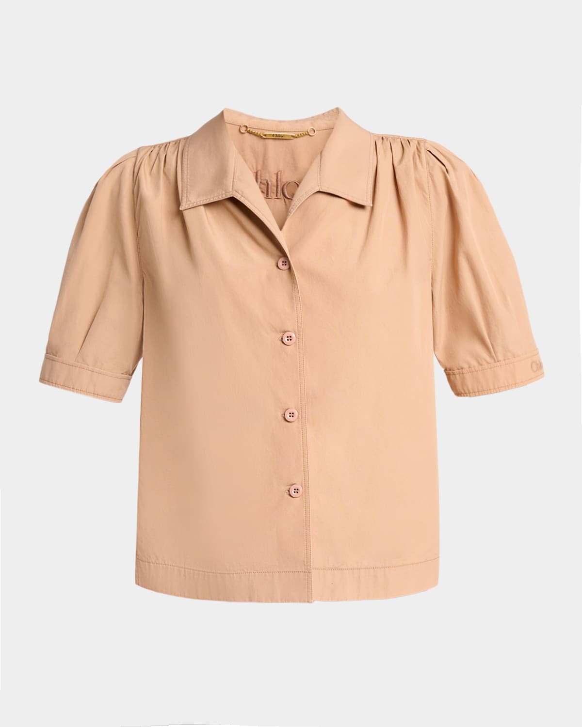 Chloe Cotton Poplin Short-Sleeve Shirt