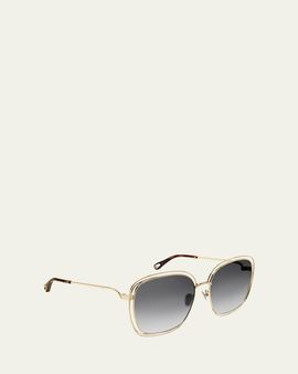Chloe Cutout Square Metal Sunglasses