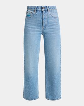 Chloe Embroidered-Logo Straight Jeans