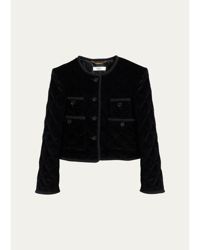 Chloe Floral-Trim Cotton Velvet Jacket