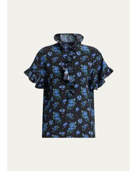 Chloe Floral Ruffled Silk Top