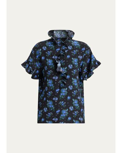 Chloe Floral Ruffled Silk Top