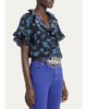 Chloe Floral Ruffled Silk Top - 4