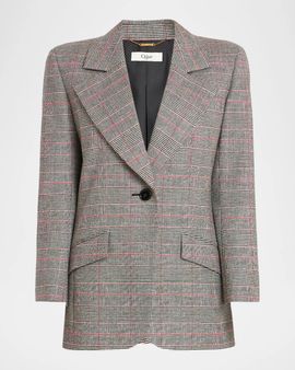 Chloe Glen Check Wool-Blend Jacket