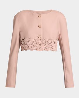 Chloe Guipure Lace & Wool Crop Cardigan