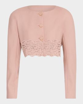 Chloe Guipure Lace & Wool Crop Sweater