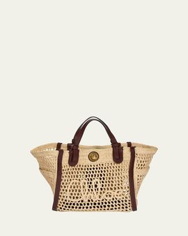 Chloe Iconic Small Crochet Raffia Tote Bag