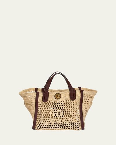 Chloe Iconic Small Crochet Raffia Tote Bag