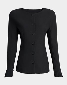 Chloe Jewel-Neck Tailored Wool Jacket