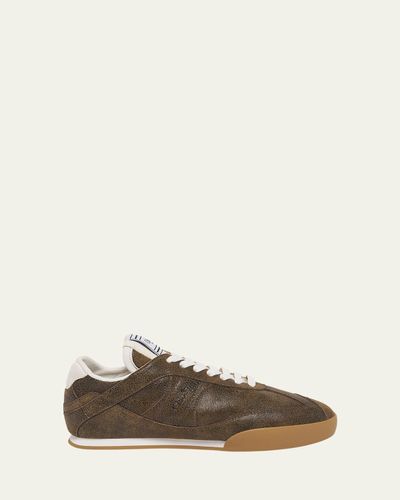 Chloe Kick Crackled Leather Retro Low-Top Sneakers